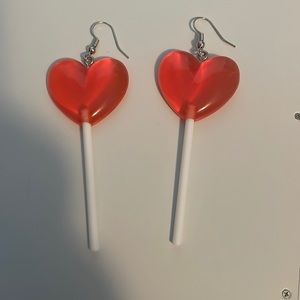 Heart lollipop earrings Brand New Never Worn One Size